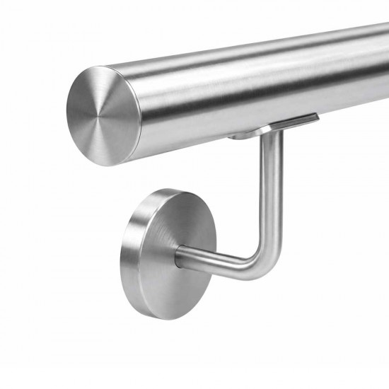 Suport mana curenta inox  AISI316 cu capac prindere in perete, suport balustrada Ø42 mm, finisaj satinat