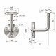 Suport mana curenta inox cu capac prindere in perete, suport balustrada Ø42 mm, finisaj satinat