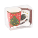 Set cana Craciun, din portelan, cu suport si lingurita, 300 ml