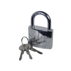 Lacat 38 mm cu 3 chei in cruce, crom