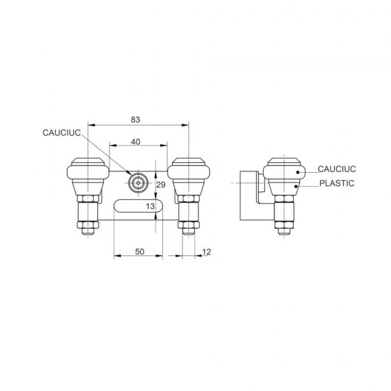 Opritor superior pentru poarta culisanta E40P, pentru teava de 40 mm, gri antracit
