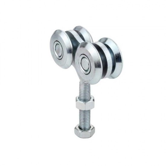 Rola dubla tip carucior cu 4 role pentru sina suspendata 42x54 mm, otel, finisaj zincat